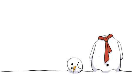 Illustration of an unhappy beheaded winter snowmanのイラスト素材