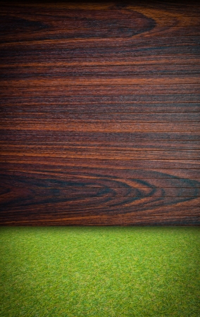 Wood and grass backgroundの写真素材