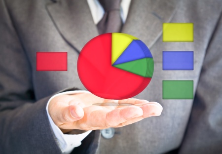 Pie graph on handの写真素材