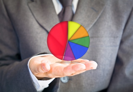 Pie graph on handの写真素材