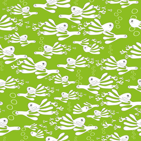 Cute doodle octopus family vector pattern seamlessのイラスト素材