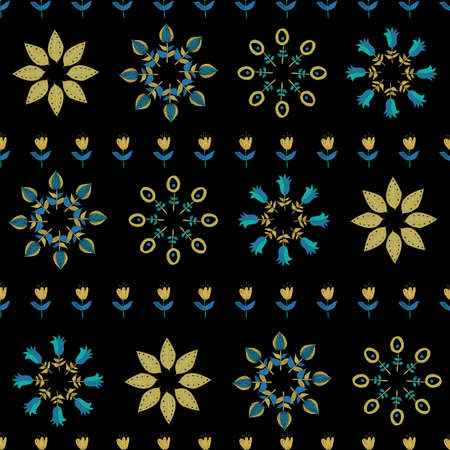 Swedish flowers folk art seamless vector pattern