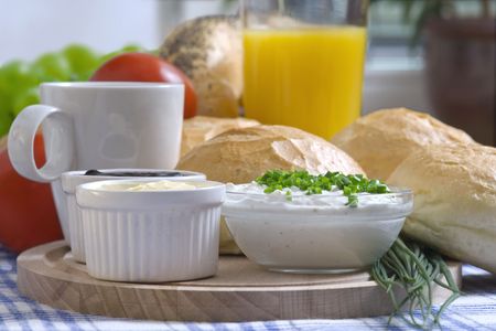 Healthy Breakfast Set In The Morning On Kitchen Tableの写真素材