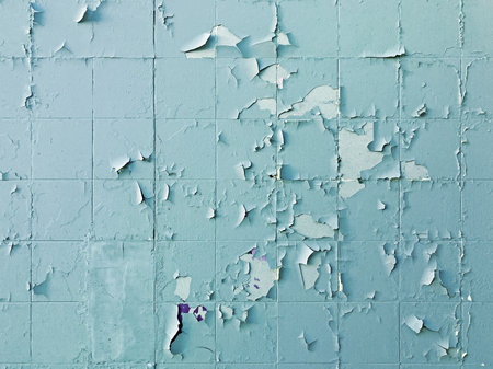 Texture, pattern, background. old paint. Concrete wall cracked paint, paint abstractly behind the concrete. With white tone paint flakes off over time. Peeling painted wall background.の写真素材