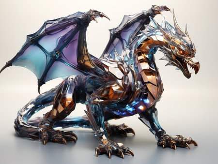 3d rendering of a fantasy dragon isolated on white studio background.の素材