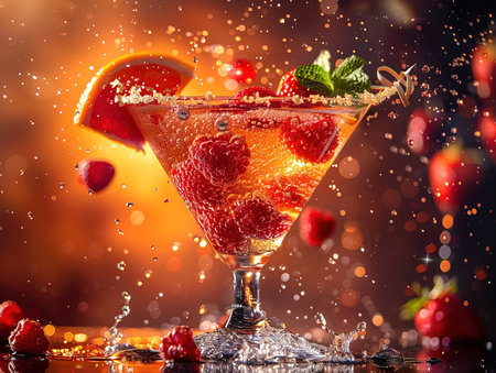 Delicious Martini Dry cocktail photography, explosion flavors, studio lighting studio background well-lit, vibrant colors, sharp-focus, high-quality, artistic, uniqueの素材