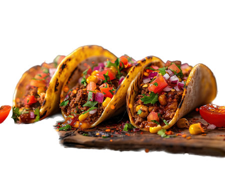 Delicious mexican food photography, explosion flavors, studio lighting studio background well-lit, vibrant colors, sharp-focus, high-quality, artistic, uniqueの素材