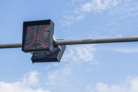 traffic lights against a vibrant blue sky., traffic concept. transport concept.の写真素材