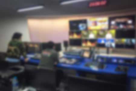 Blur image video switch of Television Broadcast, working with video and audio mixer, control...