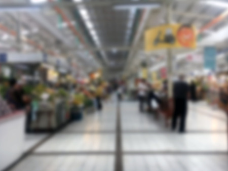Blur image traditional street market with unidentified people. Local walking street market in the morning., This is component of traditional thai culture., Blurred image supermarket.の写真素材