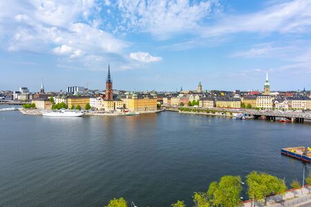 Old town (Gamla Stan) cityscape, Stockholm, Swedenの写真素材