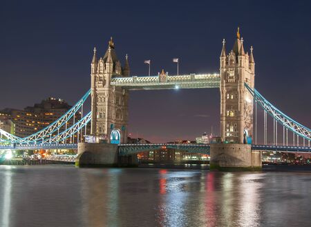 Tower Bridge at night, London, United KIngdomの写真素材