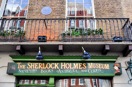 London, UK - April 2017: Sherlock Holmes museum on Baker street 221bのeditorial素材
