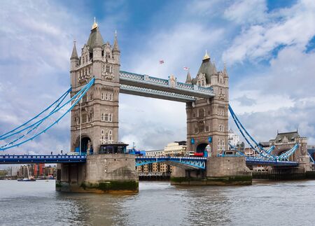 London Tower bridge and Thames river, United Kingdomの写真素材