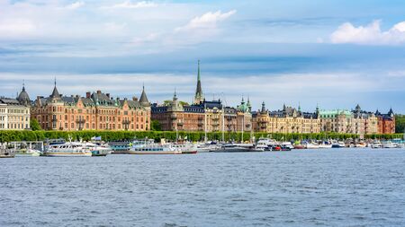 Strandvagen embankment architecture, Stockholm, Swedenの写真素材