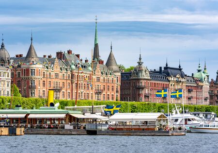 Strandvagen embankment architecture, Stockholm, Swedenの写真素材