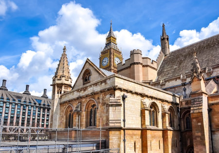 London, UK - April 2018: Westminster palace courtyardのeditorial素材