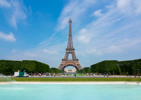 Eiffel Tower and Field of Mars, Paris, Franceのeditorial素材