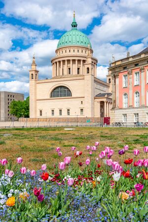 St. Nicholas' Church in center of Potsdam, Germanyの写真素材