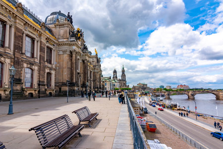 Dresden, Germany - May 2019: Bruhl's Terrace (Balcony of Europe) in Dresdenのeditorial素材