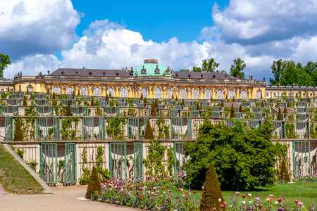 Sanssouci palace and park in spring, Potsdam, Germanyのeditorial素材