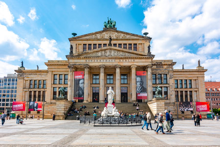Concert Hall (Konzerthaus) and Schiller monument on Gendarmenmarkt square, Berlin, Germanyのeditorial素材