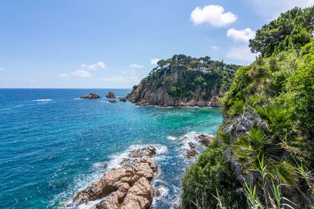 Costa Brava coastline seen from Marimurtra botanical garden in Blanes, Spainの写真素材