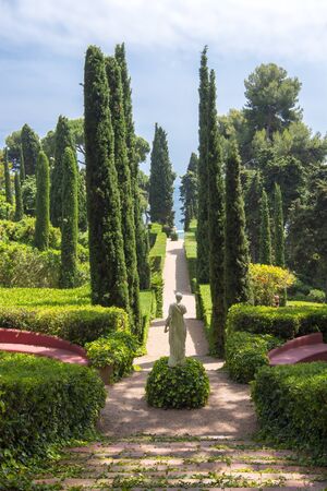 Saint Clotilde garden (Jardines de Santa Clotilde) landscape in Lloret del Mar, Spainの写真素材