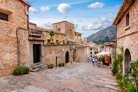 Calvary Stairs in Pollensa town, Mallorca, Balearic islands, Spainの写真素材