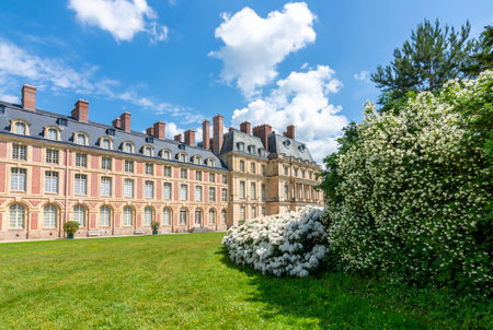 Fontainebleau palace and park in spring , Franceのeditorial素材