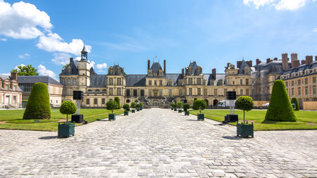 Fontainebleau palace (Chateau de Fontainebleau) near Paris, Franceのeditorial素材