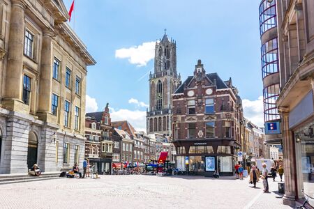 Utrecht streets and Dom tower, Netherlandsの写真素材