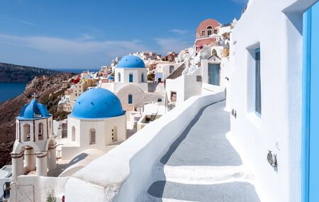 Oia village cityscape, Santorini (Thira), Greeceの写真素材