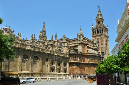 Giralda tower and Seville Cathedral, Spainの写真素材