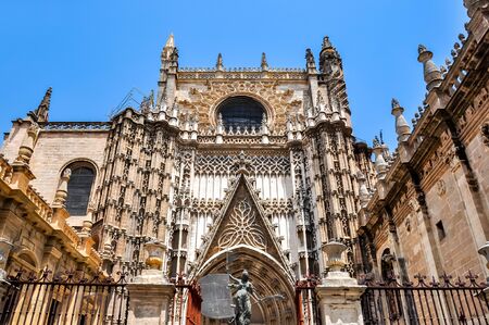 Giralda tower and Seville Cathedral, Spainの写真素材