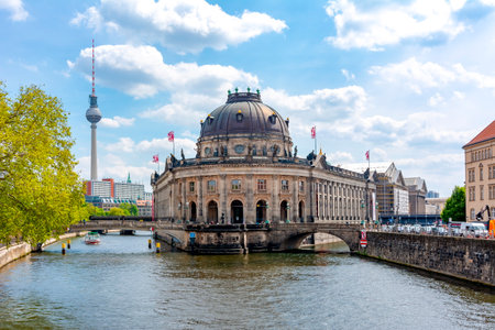 Bode museum on Museum island and Spree river, Berlin, Germanyのeditorial素材