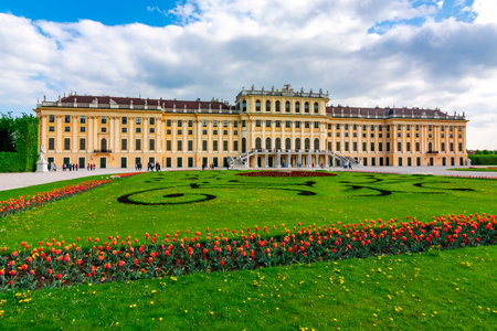 Schonbrunn palace and gardens in spring, Vienna, Austriaのeditorial素材