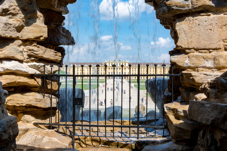 Vienna, Austria - May 2019: Neptune fountain and Schonbrunn palaceのeditorial素材