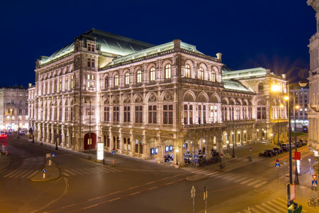 Vienna opera house at night, Austria
