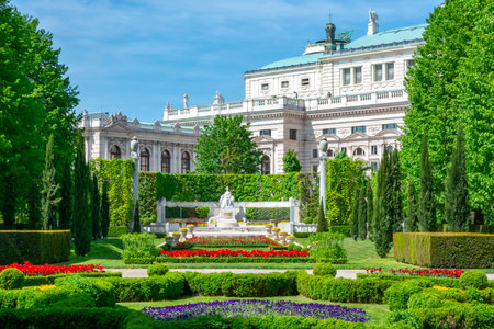 Volksgarten park in spring, Vienna, Austriaのeditorial素材