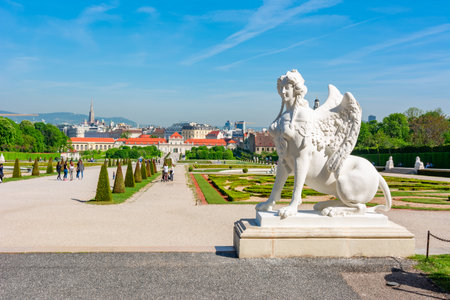 Vienna, Austria - April 2019: Statue in Belvedere gardensのeditorial素材