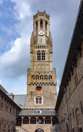 Belfort tower on market square in center of Bruges, Belgiumのeditorial素材