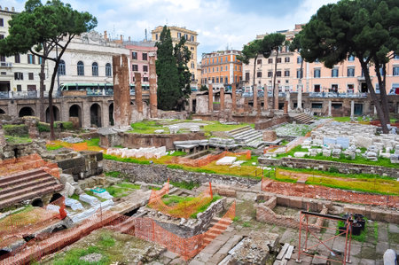 Largo di Torre Argentina square in Rome, Italyのeditorial素材