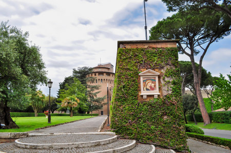 Vatican gardens in center of Rome, Italyのeditorial素材