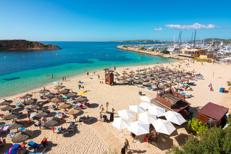 Portals Nous beach (playa) and marine, Mallorca, Spainのeditorial素材