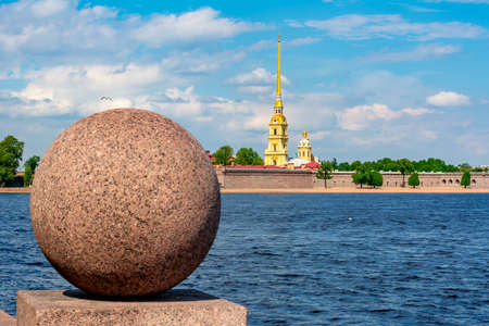 Peter and Paul Fortress and Neva river, Saint Petersburg, Russiaの写真素材