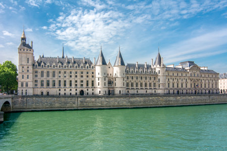 Conciergerie palace along Seine river in Paris, Franceのeditorial素材