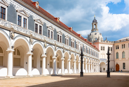 Dresden Castle with Frauenkirche (Church of Our Lady) dome at background, Dresden, Germanyのeditorial素材