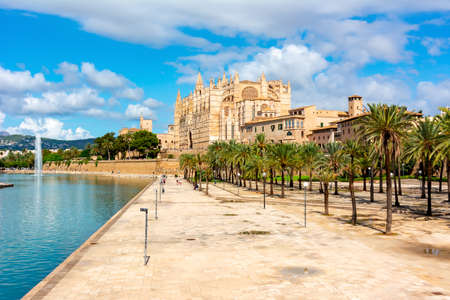 Cathedral of Santa Maria of Palma (La Seu) in Palma de Mallorca, Spainの写真素材