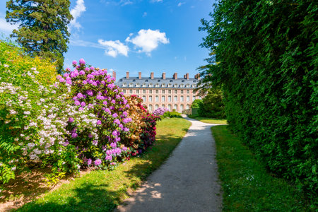 Fontainebleau palace and park in spring, Franceのeditorial素材